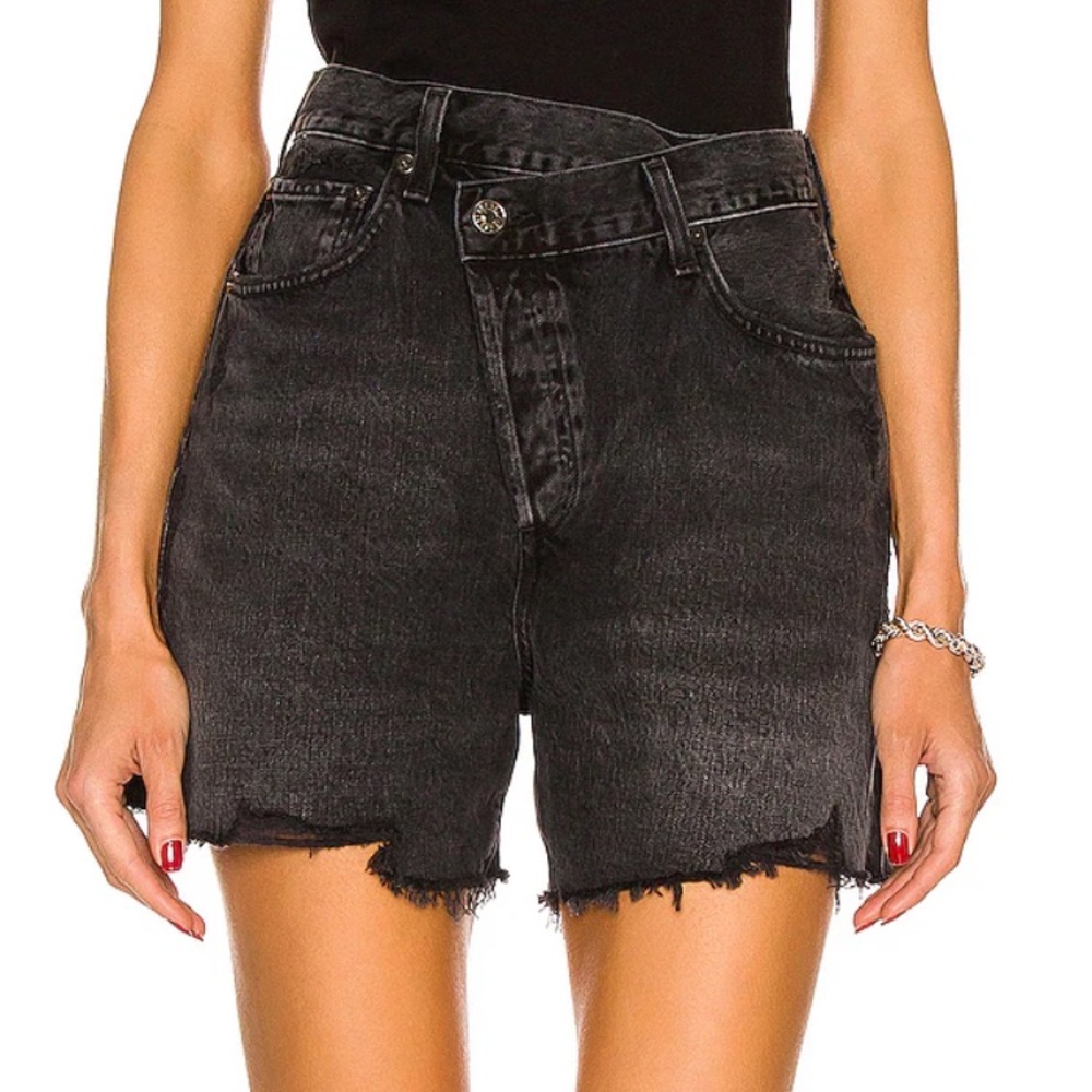 Agolde Criss Cross Shorts Black Denim size 25